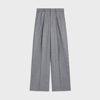 Pantalon à plis en flanelle de cachemire