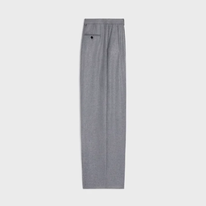 Pantalon à plis en flanelle de cachemire Pantalon à plis en flanelle de cachemire