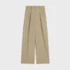 Pantalon à plis en gabardine de coton et de laine Pantalon à plis en gabardine de coton et de laine