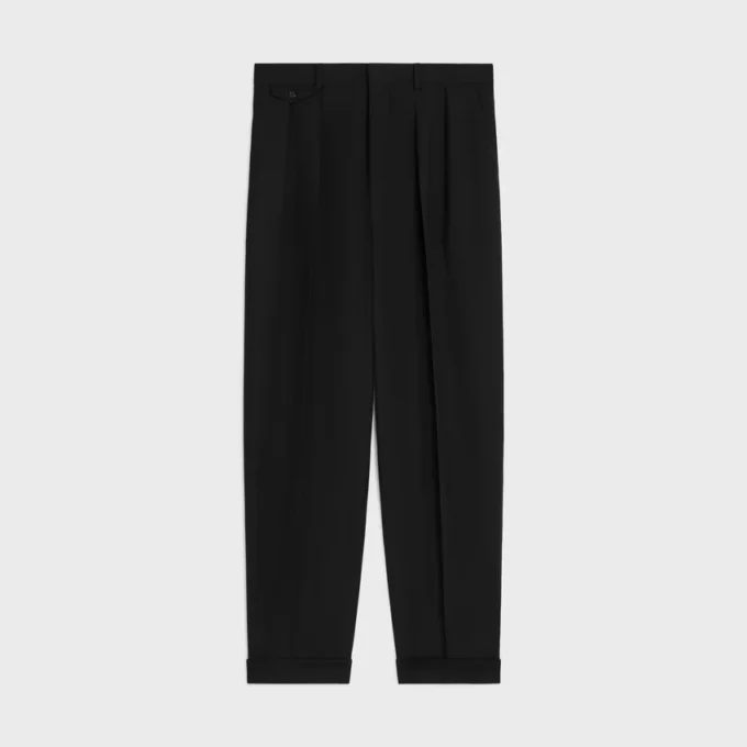 Pantalon à plis en gabardine de laine Pantalon à plis en gabardine de laine
