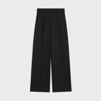 Pantalon à plis en gabardine de laine légère