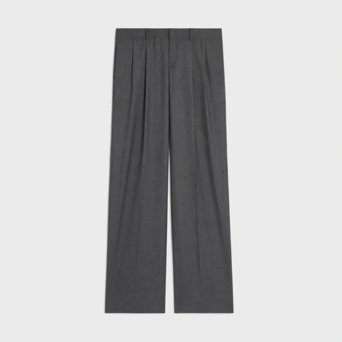 Pantalon à plis en toile de cachemire Pantalon à plis en toile de cachemire