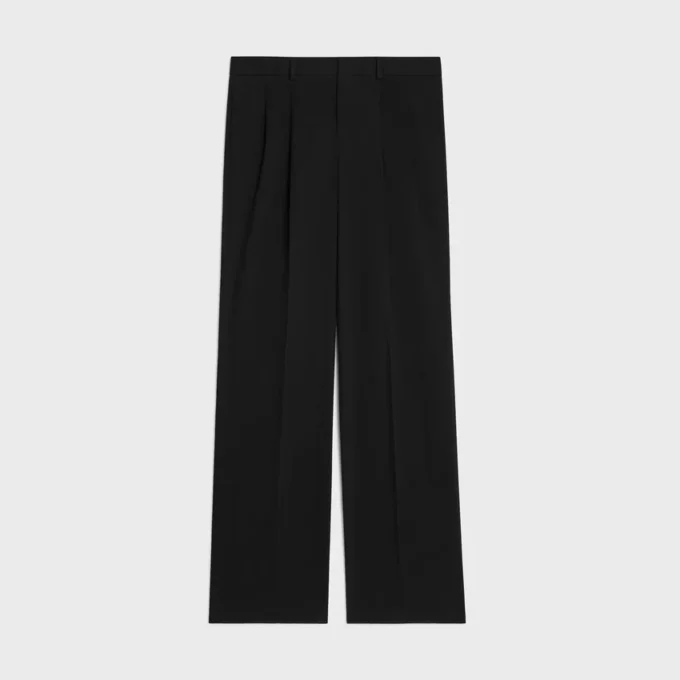Pantalon à plis en toile de coton