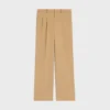Pantalon à plis en toile de coton