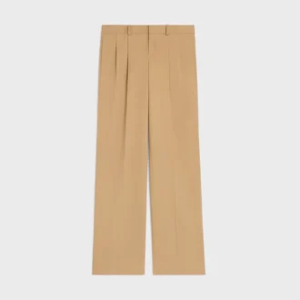 Pantalon à plis en toile de coton