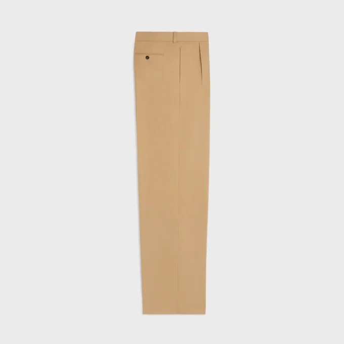 Pantalon à plis en toile de coton