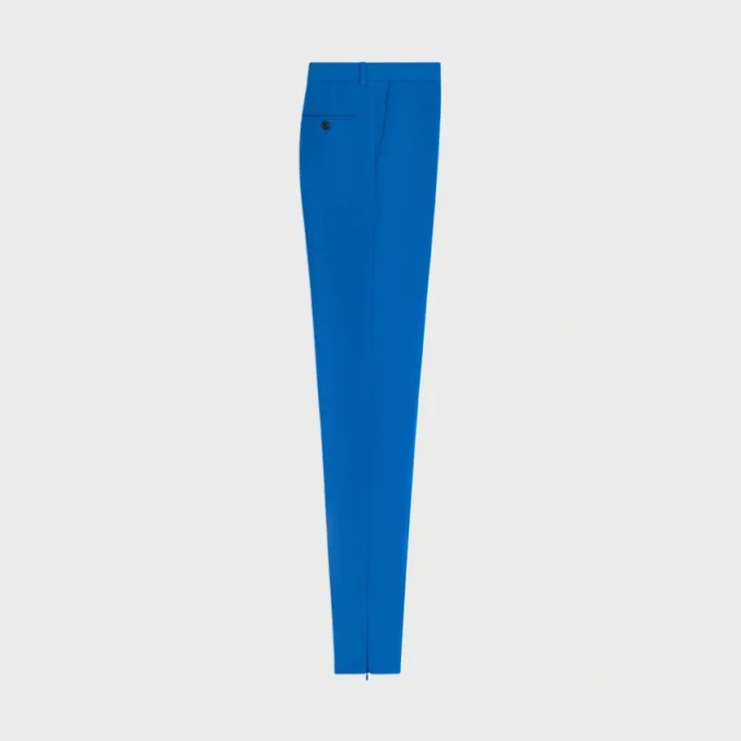 Pantalon slim en gabardine de laine stretch
