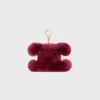 Pendentif Triomphe Pom-Pom en peau de mouton brodée et cuir de veau Pendentif Triomphe Pom-Pom en peau de mouton brodée et cuir de veau