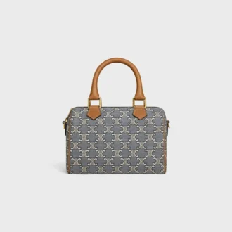Petit Boston en jacquard Triomphe et cuir de veau