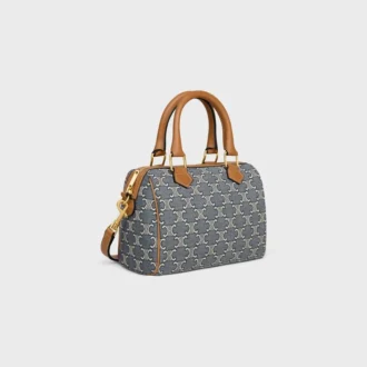 Petit Boston en jacquard Triomphe et cuir de veau