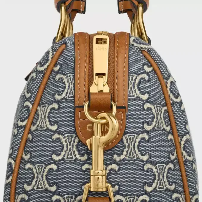 Petit Boston en jacquard Triomphe et cuir de veau Petit Boston en jacquard Triomphe et cuir de veau