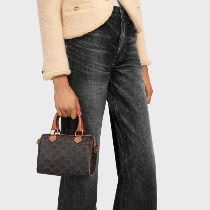 Petit Boston en Triomphe Canvas et cuir de veau