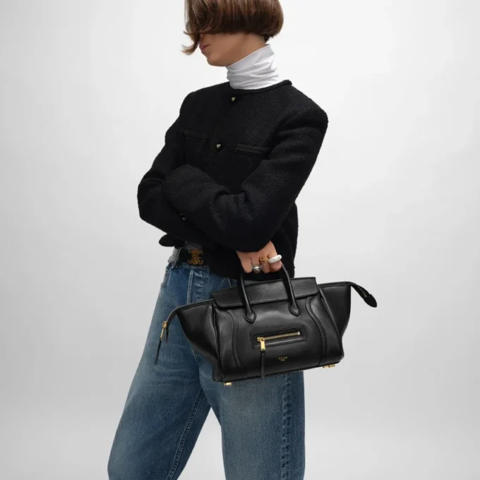 Petit Luggage en cuir d&rsquo;agneau souple et brillant