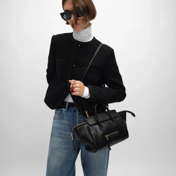Petit Luggage en cuir d&rsquo;agneau souple et brillant