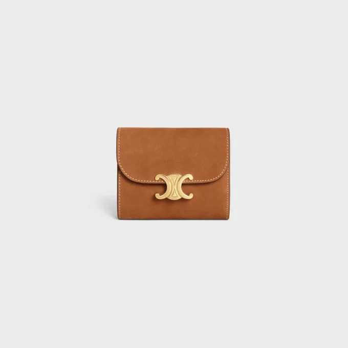 Petit portefeuille à rabat Triomphe en cuir de veau nubuck Petit portefeuille à rabat Triomphe en cuir de veau nubuck
