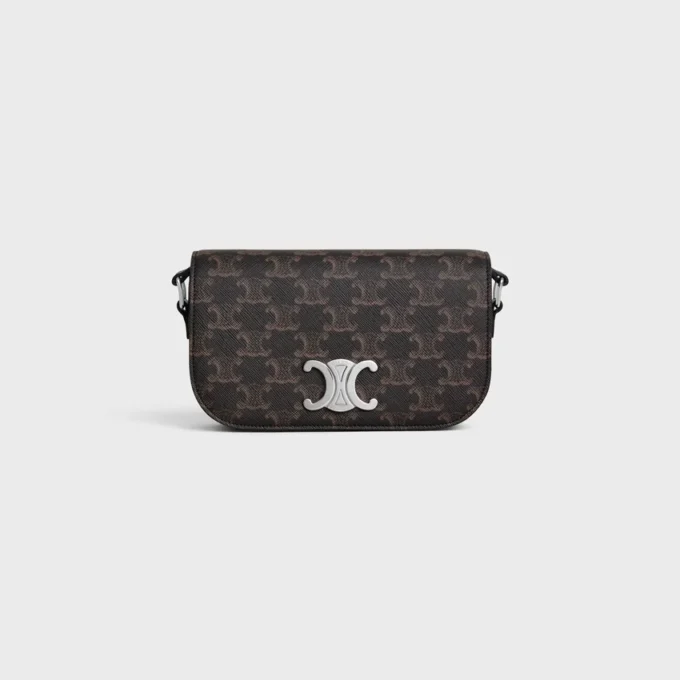 Petit sac à bandoulière Triomphe en Triomphe Canvas et cuir de veau Petit sac à bandoulière Triomphe en Triomphe Canvas et cuir de veau