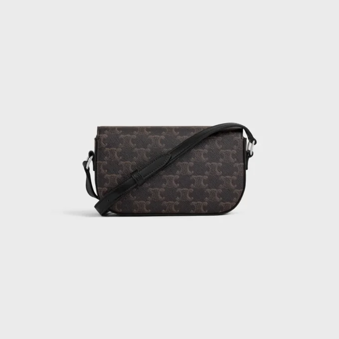 Petit sac à bandoulière Triomphe en Triomphe Canvas et cuir de veau Petit sac à bandoulière Triomphe en Triomphe Canvas et cuir de veau