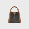 Petit sac cube en Triomphe Canvas et cuir de veau naturel