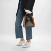 Petit sac cube en Triomphe Canvas et cuir de veau naturel