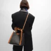 Petit sac cube en Triomphe Canvas et cuir de veau naturel