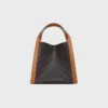 Petit sac cube en Triomphe Canvas et cuir de veau naturel