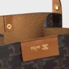 Petit sac cube en Triomphe Canvas et cuir de veau naturel