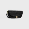 Petit sac demi-lune Soft Triomphe en raphia et cuir d’agneau Petit sac demi-lune Soft Triomphe en raphia et cuir d’agneau