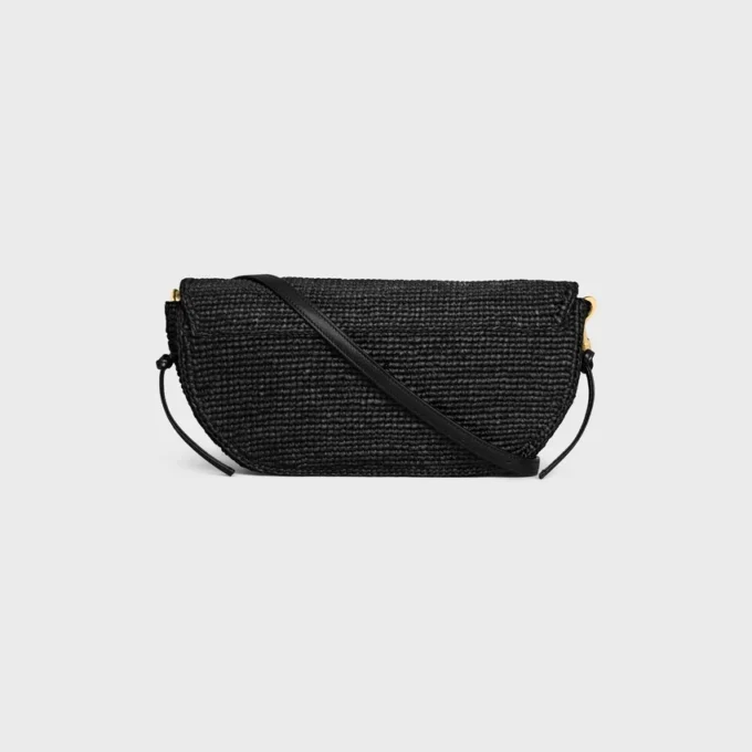 Petit sac demi-lune Soft Triomphe en raphia et cuir d’agneau Petit sac demi-lune Soft Triomphe en raphia et cuir d’agneau