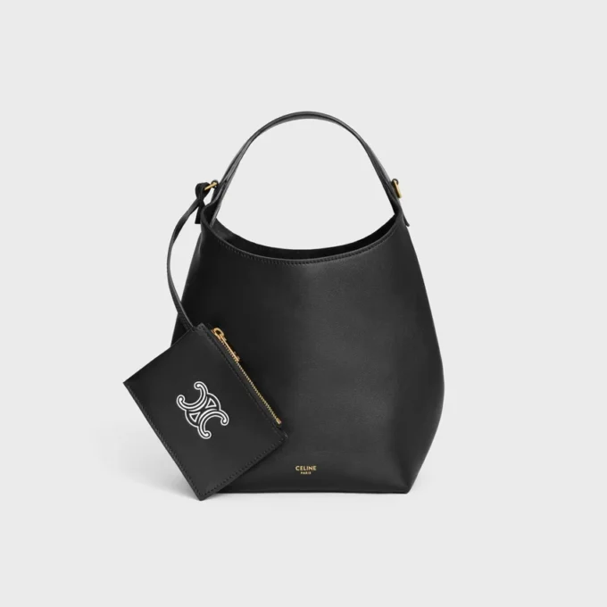 Petit sac hobo en cuir de veau souple et lisse