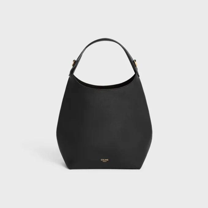 Petit sac hobo en cuir de veau souple et lisse