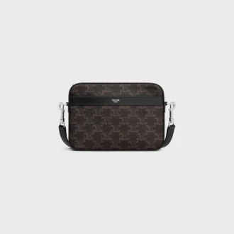 Petit sac messager en Triomphe Canvas et cuir de veau