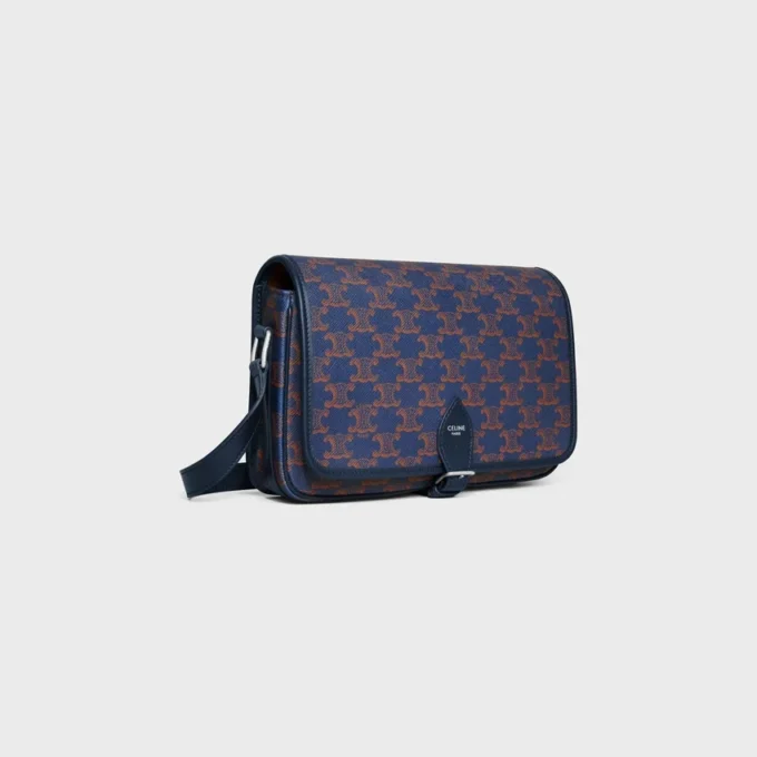 Petit sac messager Folco en Triomphe Canvas et cuir de veau