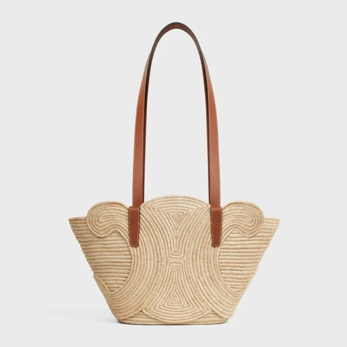 Petit sac Panier Classic de CELINE en raphia tressé et cuir de veau