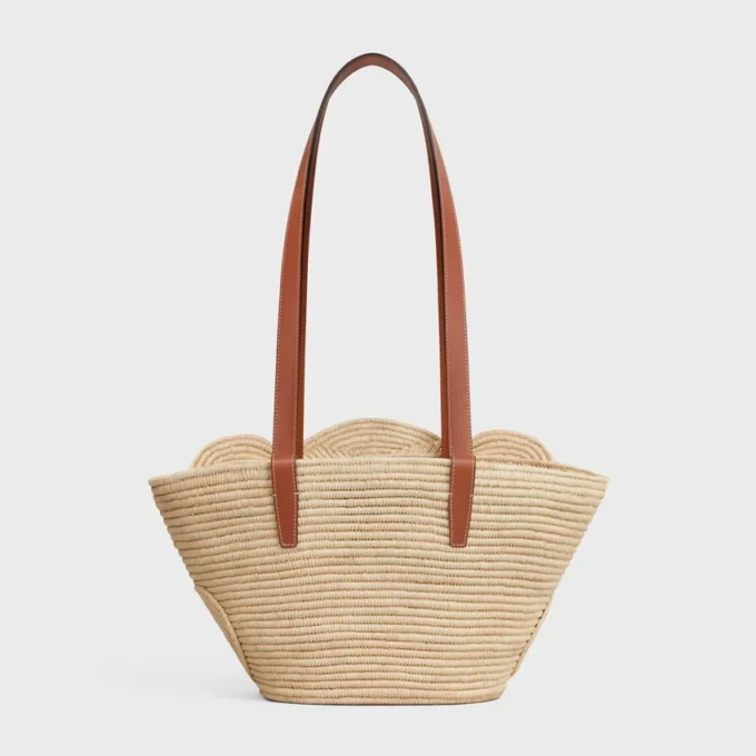 Petit sac Panier Classic de CELINE en raphia tressé et cuir de veau