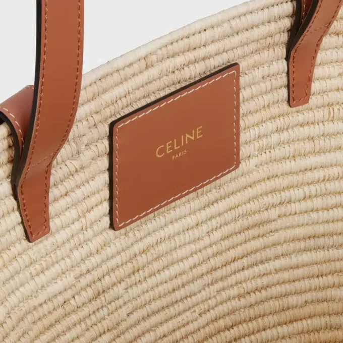 Petit sac Panier Classic de CELINE en raphia tressé et cuir de veau