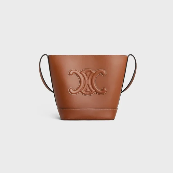 Petit sac seau Cuir Triomphe en cuir de veau lisse