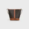 Petit sac seau en Triomphe Canvas et cuir de veau