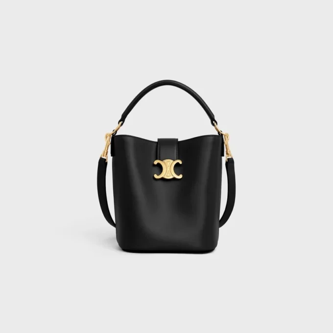Petit sac seau Louise en cuir de veau lisse