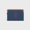 Petite pochette avec bandoulière Cuir Triomphe en textile brodé Petite pochette avec bandoulière Cuir Triomphe en textile brodé
