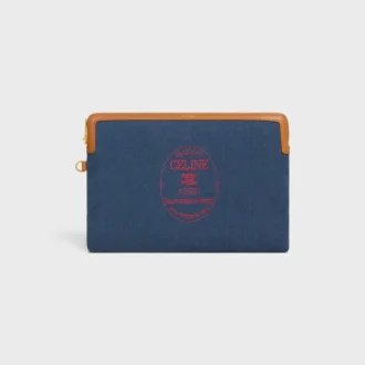 Petite pochette avec bandoulière Cuir Triomphe en textile brodé