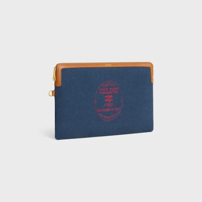Petite pochette avec bandoulière Cuir Triomphe en textile brodé Petite pochette avec bandoulière Cuir Triomphe en textile brodé