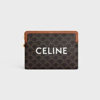 Petite pochette avec bandoulière Cuir Triomphe en Triomphe Canvas avec imprimé CELINE