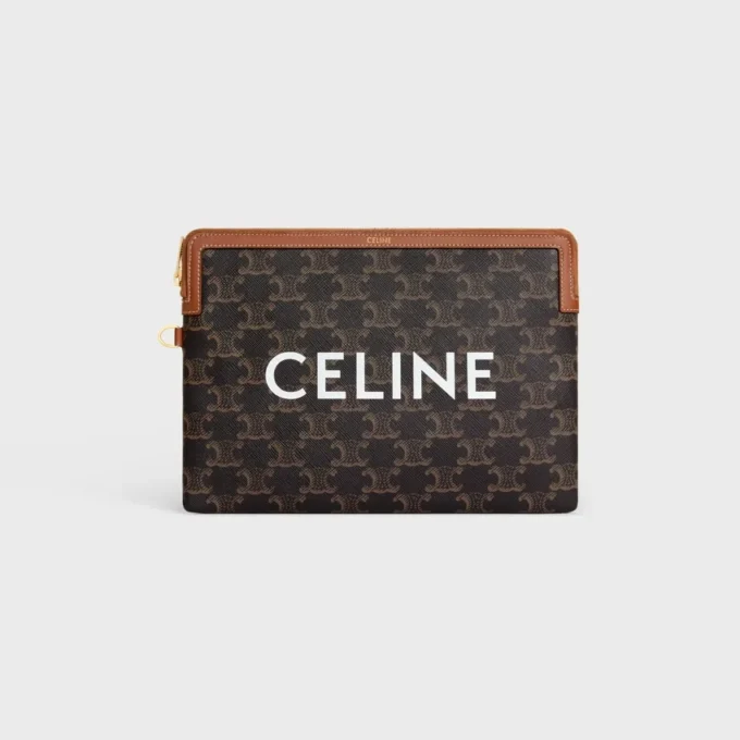 Petite pochette avec bandoulière Cuir Triomphe en Triomphe Canvas avec imprimé CELINE Petite pochette avec bandoulière Cuir Triomphe en Triomphe Canvas avec imprimé CELINE