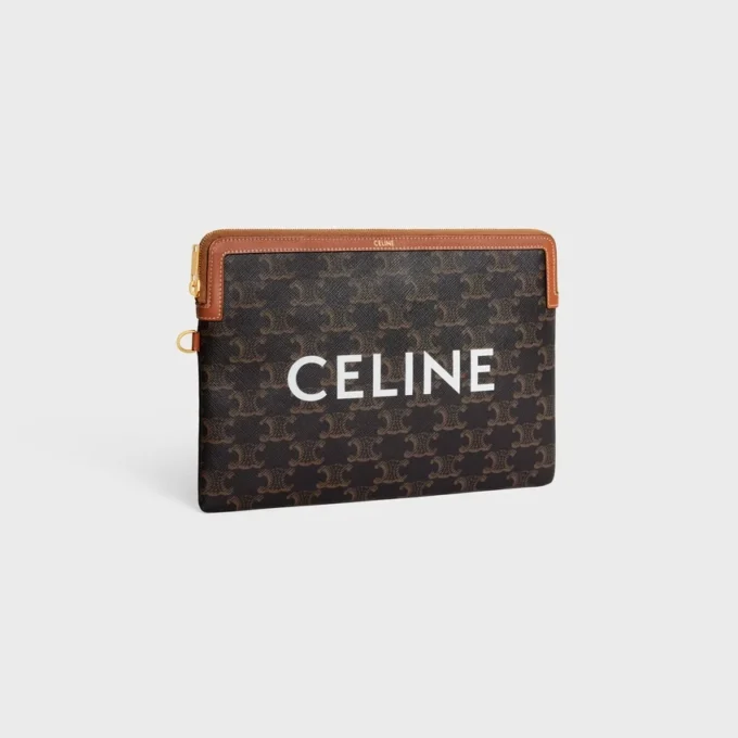 Petite pochette avec bandoulière Cuir Triomphe en Triomphe Canvas avec imprimé CELINE Petite pochette avec bandoulière Cuir Triomphe en Triomphe Canvas avec imprimé CELINE