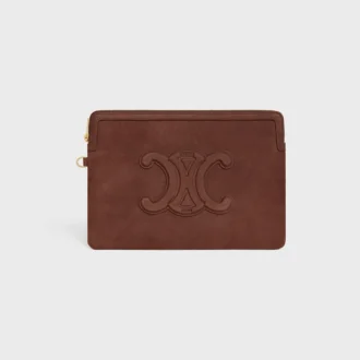 Petite pochette à bandoulière Cuir Triomphe en cuir de veau grainé
