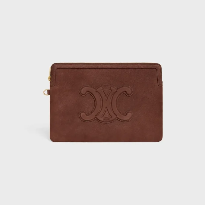 Petite pochette à bandoulière Cuir Triomphe en cuir de veau grainé