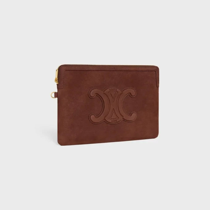 Petite pochette à bandoulière Cuir Triomphe en cuir de veau grainé
