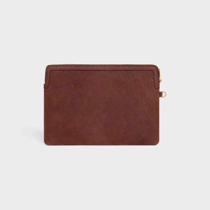 Petite pochette à bandoulière Cuir Triomphe en cuir de veau grainé