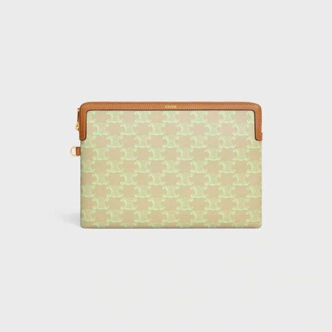 Petite pochette à bandoulière Cuir Triomphe en Toile Triomphe et veau