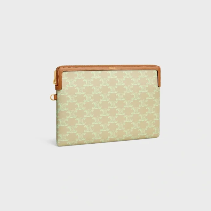 Petite pochette à bandoulière Cuir Triomphe en Toile Triomphe et veau